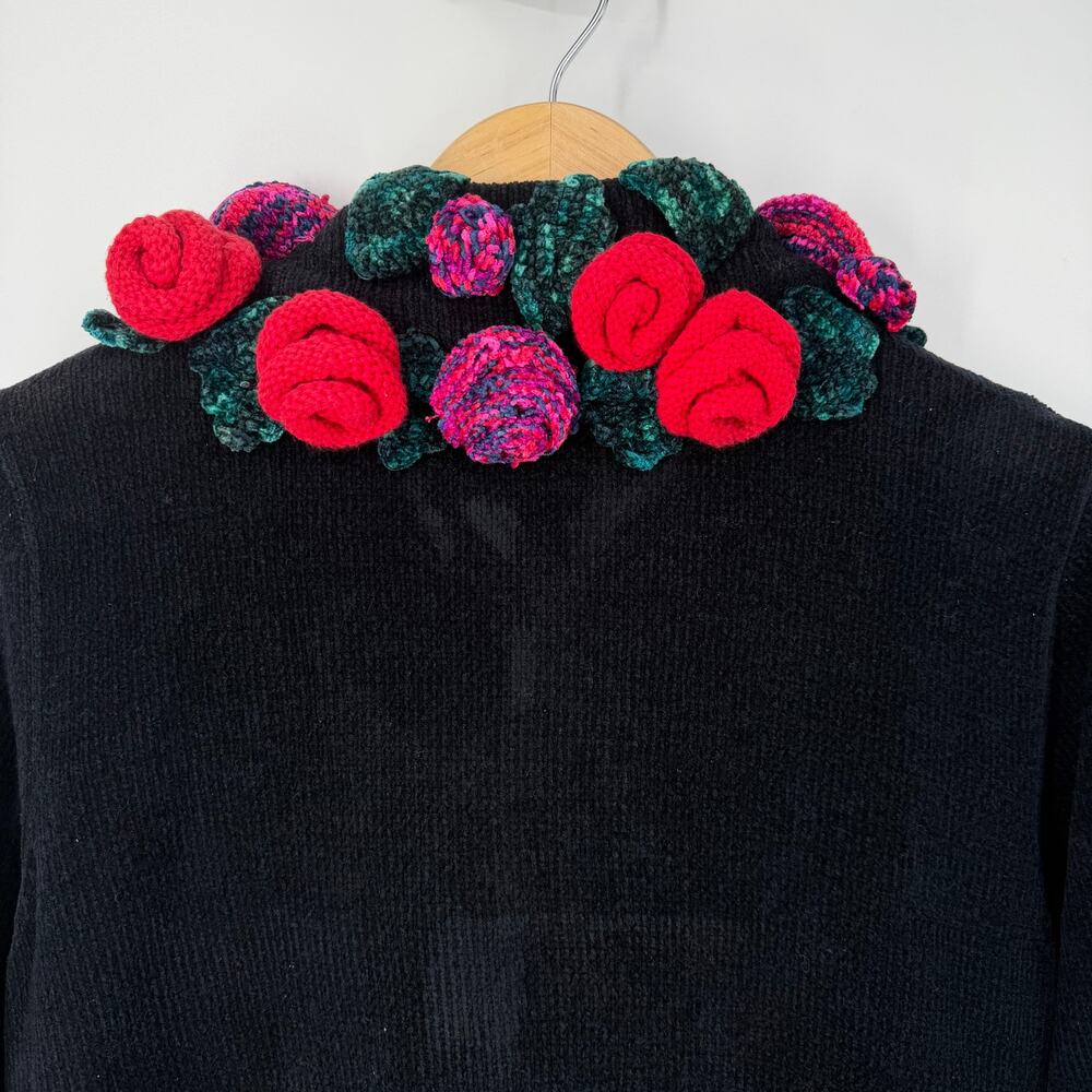 Christina Rotelli Vintage 90's Cardigan Floral Rosette Chunky Chenille Sweater - Picture 9 of 13